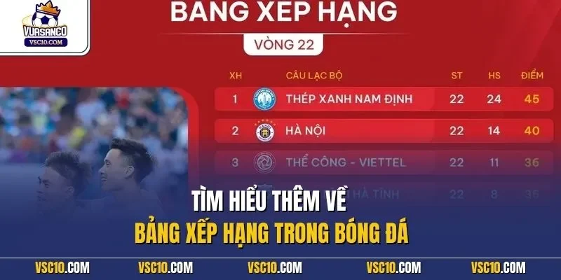Tìm hiểu thêm về bảng xếp hạng trong bóng đá